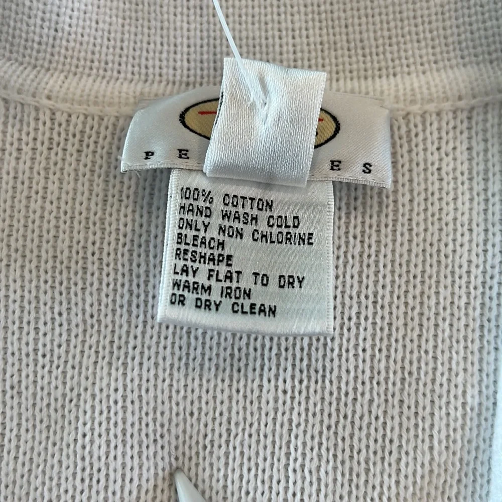 🎉Host Pick 2x🎉Talbots White Open Front Cardigan w/Brown Pipping Small Petite - Picture 10 of 11